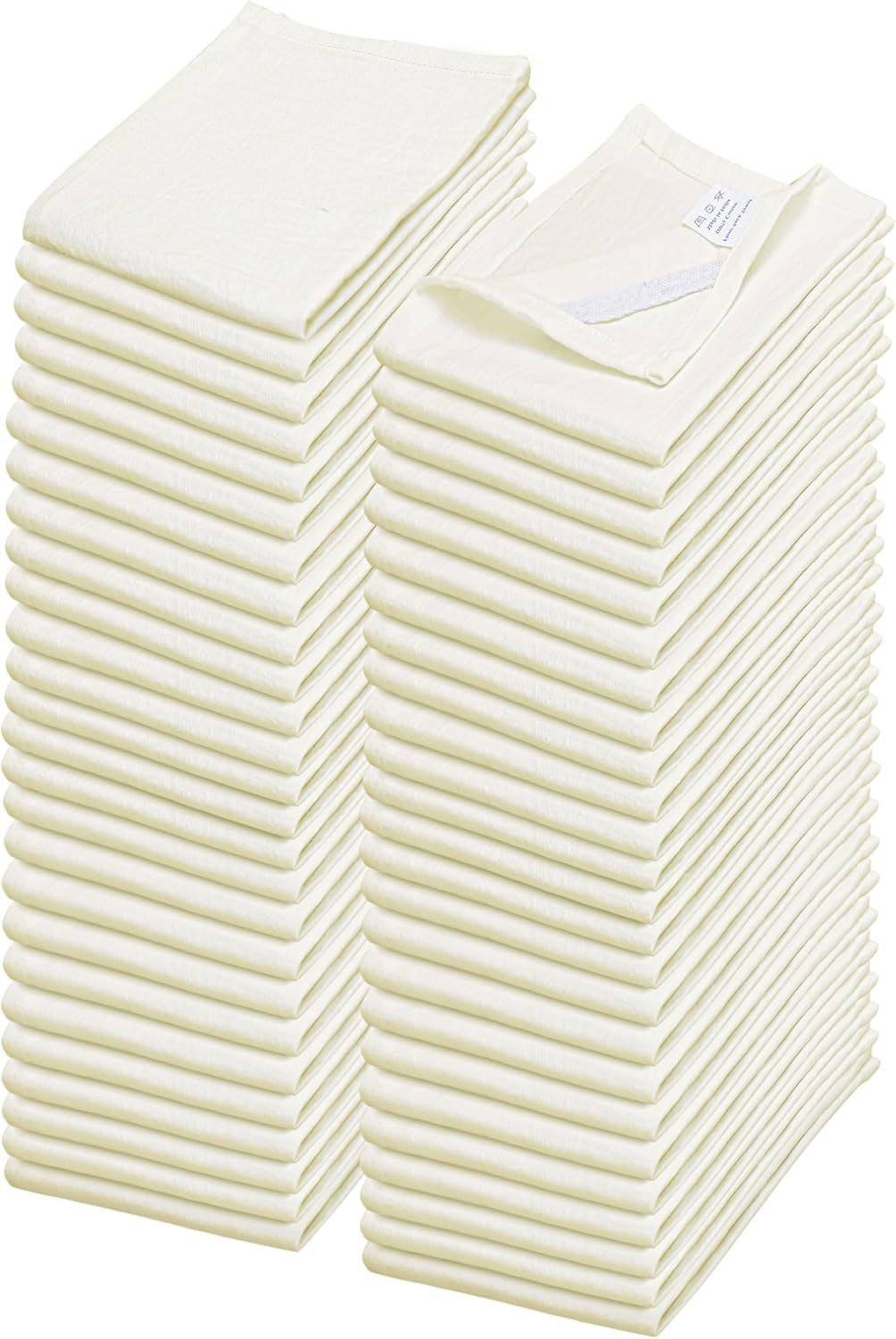 WHITEWRAP Flour Sack Towels| TeaTowel for Crafts| Kitchen Dish Cotton Blank Towel for Embroidery|Baking Bread Proofing Linen Cover| Thick Absorbent Quick Dry| 50 Pack15 x25 Natural