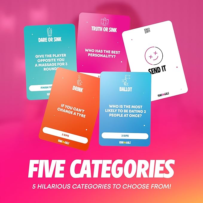 Yeah The Gals | Bachelorette Party Game & Girls Night Activity with 5 Categories | 250 Fun & Hilarious Challenges | Great for Bridal Showers, Girls Trips & Birthdays for Adults and College 21+