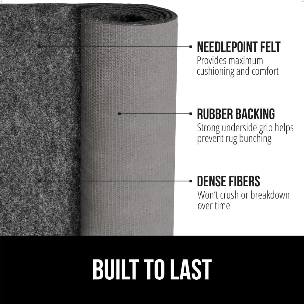GORILLA GRIP Felt and Natural Rubber Stay in Place Slip Resistant Rug Pad, 1/8in Thick, 6x9 FT Protective Padding Under Area Rugs, Cushioned Gripper Pads, Carpet Runners, Hardwood Floors Protection