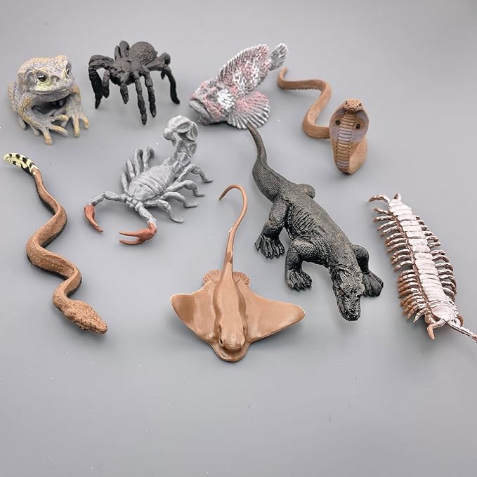 Safari Ltd. Venomous Creatures TOOB - 9 Figurines: Toad, Snake, Ray, Komodo Dragon, Tarantula, Centipede, Scorpion, Stone Fish, Cobra - Educational Toy Figures For Boys, Girls & Kids Ages 3+