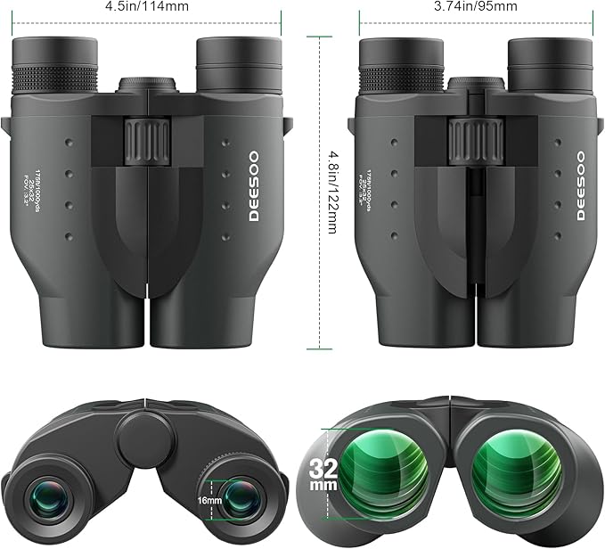 25x32 Binoculars for Adults Kids Compact - DEESOO High Powered Bird Watching Binoculars Lightweight with Small Size for Hunting Traveling Sports Hiking
