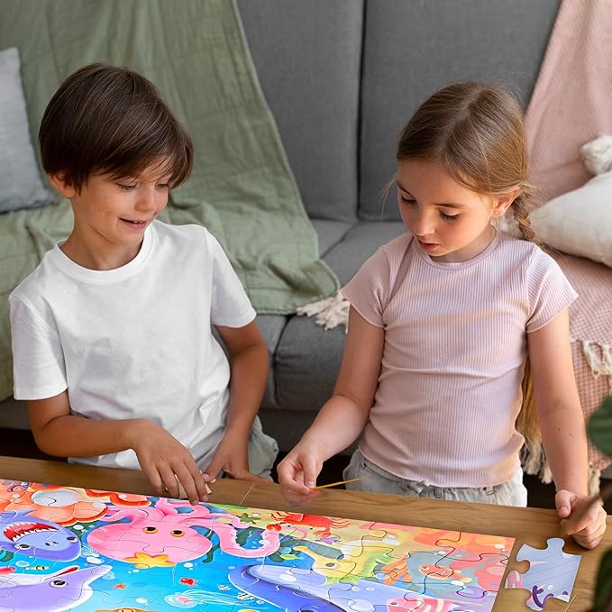 Jumbo Floor Puzzle for Kids Underwater Jigsaw Large Puzzles 48 Piece for Toddler Children Learning Preschool Educational Intellectual Development Toys 3-5 4-8 Years Old Gift for Boys and Girls