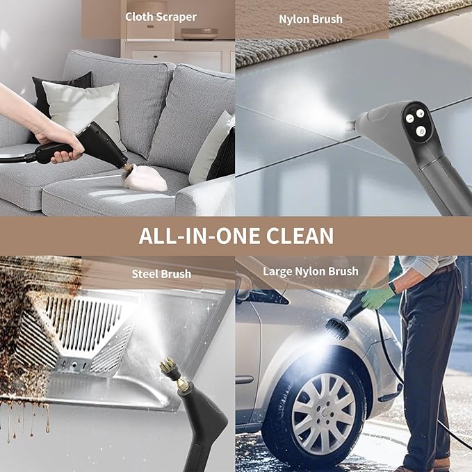 Kuvictewl Handheld Steam Cleaner for Home & Car, Multi-Steam Settings with 15s Fast Heat-Up, 250°F Deep Cleaning for Kitchen/Bathroom/Floors (Model-2025)