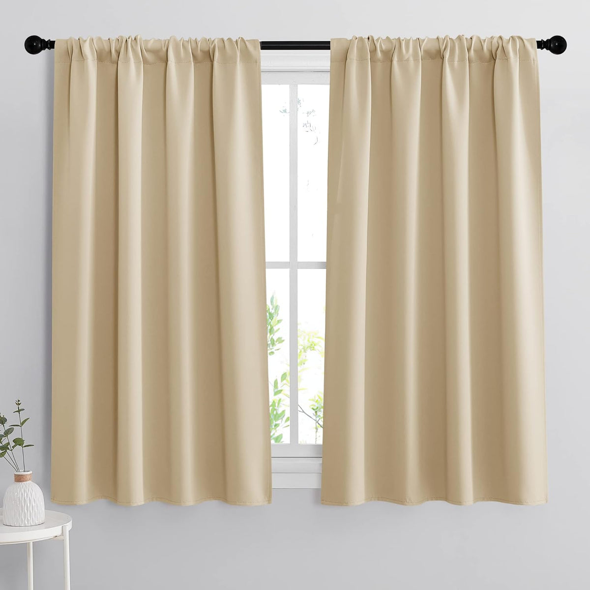 RYB HOME Room Darkening Curtains Small Window Treatment Blackout Draperies Decorate Window for Bedroom Living Room Home Office Loft, W 42 x L 54, Biscotti Beige, 2 Pcs