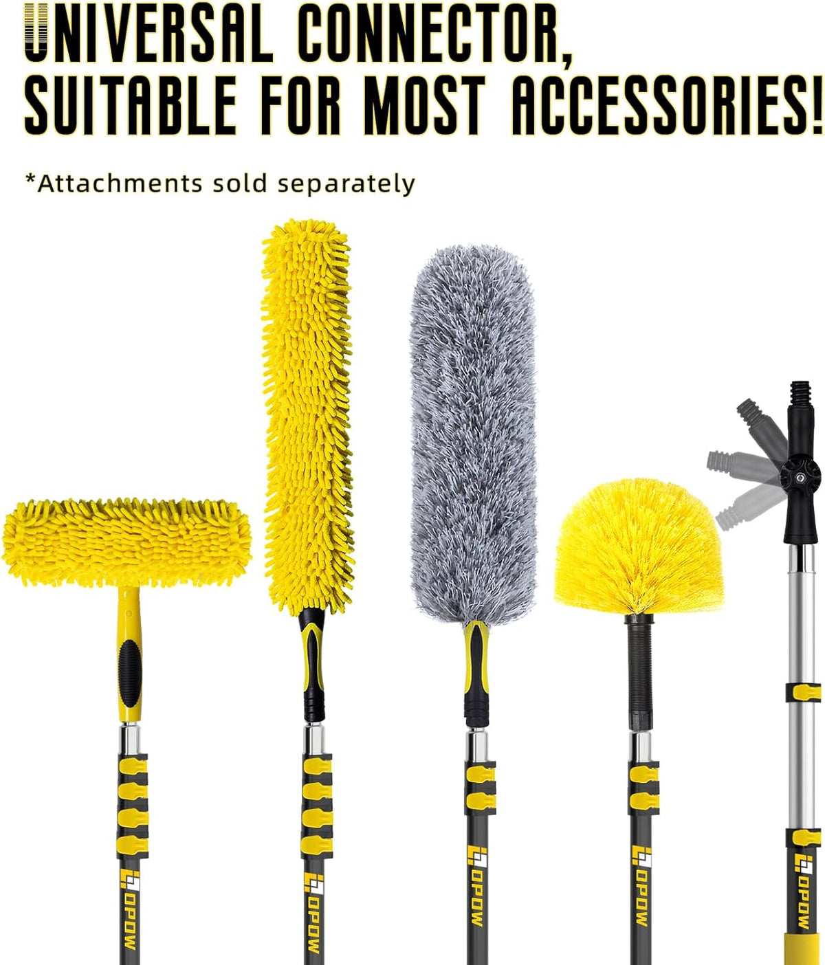 Flexible Microfiber Feather Duster, Electrostatic & Bendable Ceiling Fan Duster, Non-Slip Hand-Grip, Fits All Extension Poles with Standard US Acme Thread (Pole Sold Separately)
