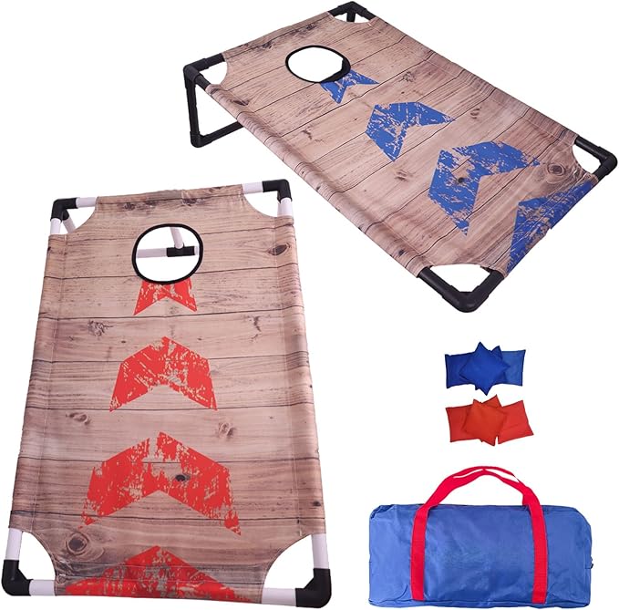 Portable Cornhole Set with 2 Collapsible Cornhole Boards, 8 Cornhole Bean Bags and Carrying Case for Yard Toss Game, Indoor Outdoor Camping Games for Adults Family (3 x 2-feet)