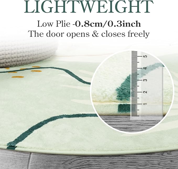 Lahome Green Washable Rugs 9x12 Living Room Rug, Non-Slip Backing Lightweight Extra Large Area Rug Ultra-Thin Throw Rus for Dining Room Table, Boho Botanical Print Soft Rug for Bedroom Classroom Home