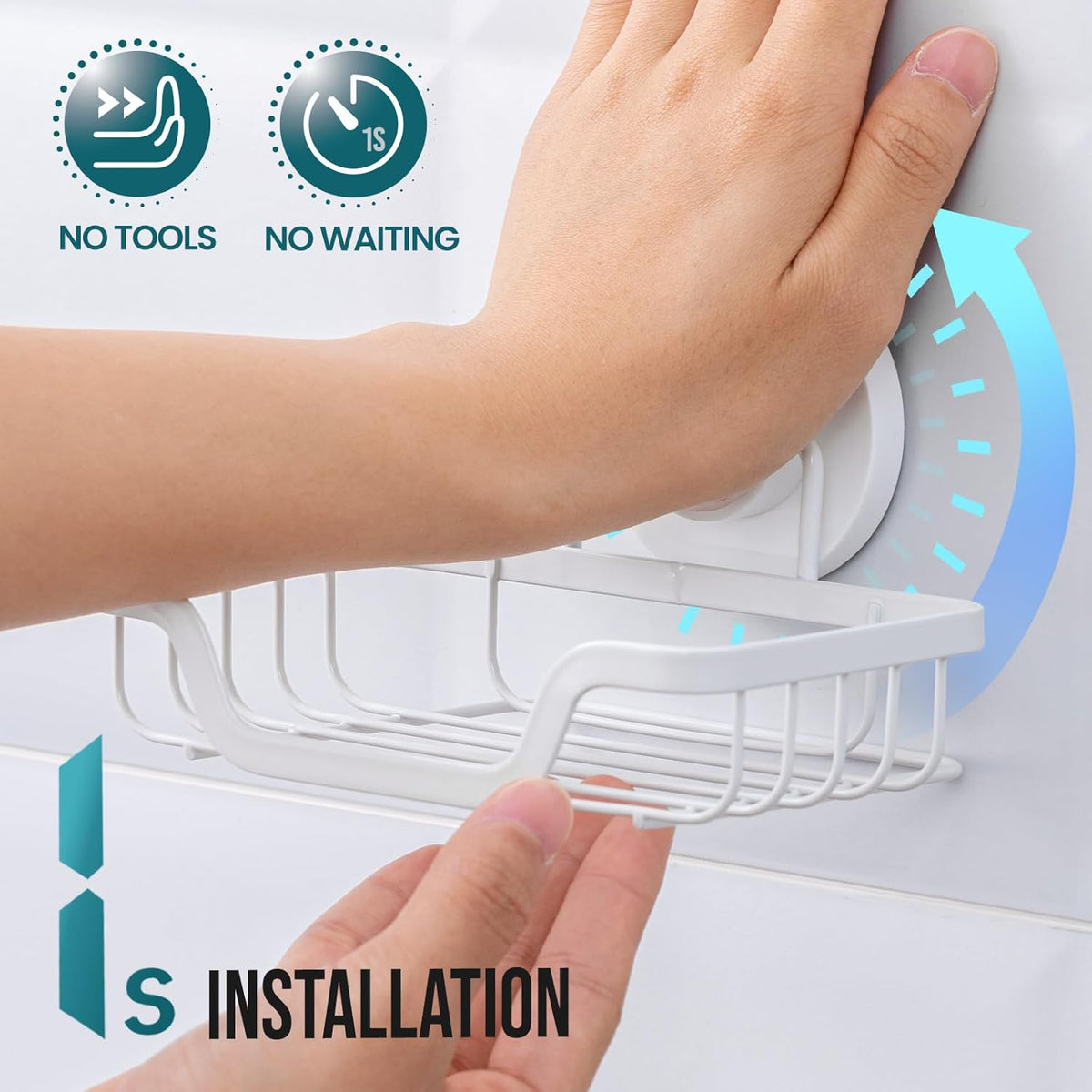 TAILI Soap Holder Bar Dish Suction Cup, Bar Shampoo Rack for Shower Wall, Draining Soap Saver Tray for Bathroom, Rustproof Stainless Steel Sponge Holder for Tub, Kitchen, Drill-Free, White