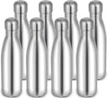 17oz Cola-Bottle Shaped Stainless Steel Leak-proof Water Bottle,Double Wall Vacuum Insulated Metal,Travel Mug For Sports Indoors & Outdoors,BPA-Free Kids Flasks,Silver(8 Pack)