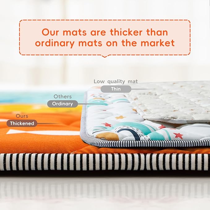 Baby Play Mat - Thicken 50x50 Inch Soft Foam Crawling Mat for Playpen & Floor, Non-Slip Waterproof Playmats for Infants & Toddlers, Portable Foldable & Machine Washable, Ocean World