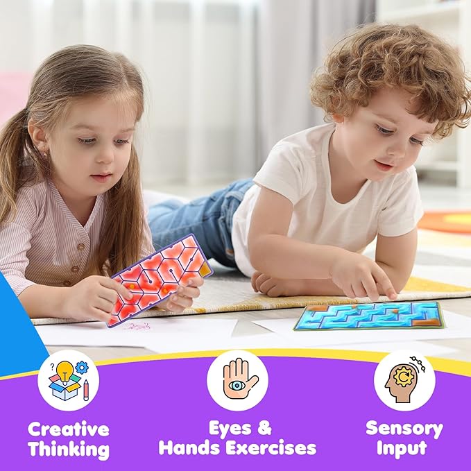 12-Pack Sensory Maze Fidget Toys for Kids & Adults: Quiet Squishy Calming Tools for Autism Children - Anxiety Fidgets for Travel & Office - Classroom Must Haves & Treasure Rewards Party Favors