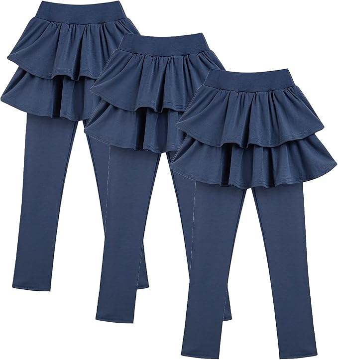 Girls School Uniform Pants Leggings with Skirts Stretch Warm Jegging 4-12 Years