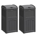 Flamaker 30 Gallon Trash Can, Resin Outdoor Garbage Can with Lid, Waterproof Hideaway Patio Waste Bins for Outside Use (2 Pack, Gray)
