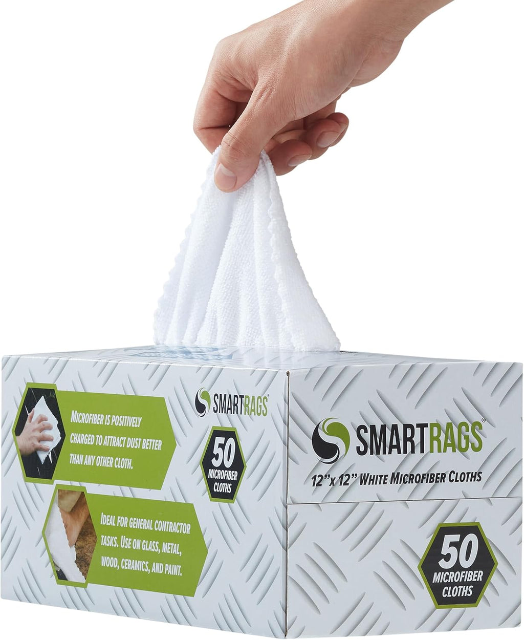 Arkwright Smart Rags in Box - (Bulk Case of 400) Lint Free Microfiber Cleaning Cloth, Scratch & Streak-Free, Dispensable Wash Towels for Cars, Window Glass, and Auto Shop, 12 x 12 in, White
