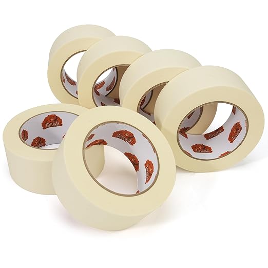 TAPEBEAR General Purpose Masking Tape 2 Inch x 60 Yards, Beige White Painters Tape for Painting, Labeling, DIY Arts Crafts, Home Office School Projects, 6 Rolls