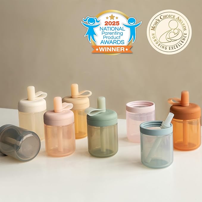 Moonkie Baby Straw cup | Silicone Toddler Sippy Cup Training Cup with Straw Lid | BPA-Free Drop-Proof Baby Cup | Baby Led Weaning | 6 Months+, 5 oz, 1pack