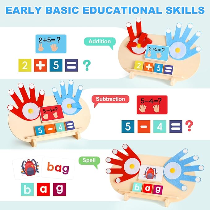 2 in 1 Wooden Montessori Toys for Kids - Number Counting Blocks & ABC Game Toys for 3-5, Preschool Educational Learning Toys for Toddlers 4-6, Birthday Christmas Stocking Stuffers Gifts for Boys Girls