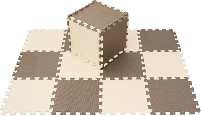 MQIAOHAM® 18 Pieces Puzzle Play Mats, Soft Baby Play Mat, Kids Interlocking Foam Floor Tiles, Toddlers Carpet Playmats G301018-106110