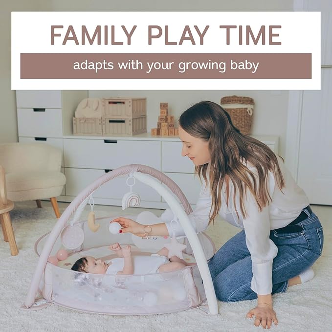 6-in-1 XL Play Mat & Play Gym, Baby Gym, Baby Activity Gym, Sensory Exploration and Motor Skill Development Toys (Blush)