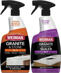 Weiman Complete Countertop Clean & Protect Kit - For Granite, Marble, Quartz & Stone - Granite & Stone Cleaner and Polish - 24 oz, Granite & Stone Sealer -24 oz