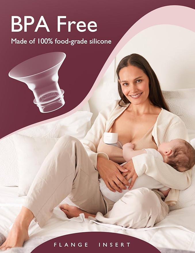 Momcozy Flange Insert 15mm Compatible with 24mm Flange/Shield of Most Pumps, Insert for Breast Pump Replacement Accessories, 4PCS 15mm