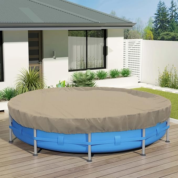 ECOOPTS 16 ft Round Pool Cover for Above Ground Pools, Swimming Pool Cover Protector Winter Safety Cover (Sand)
