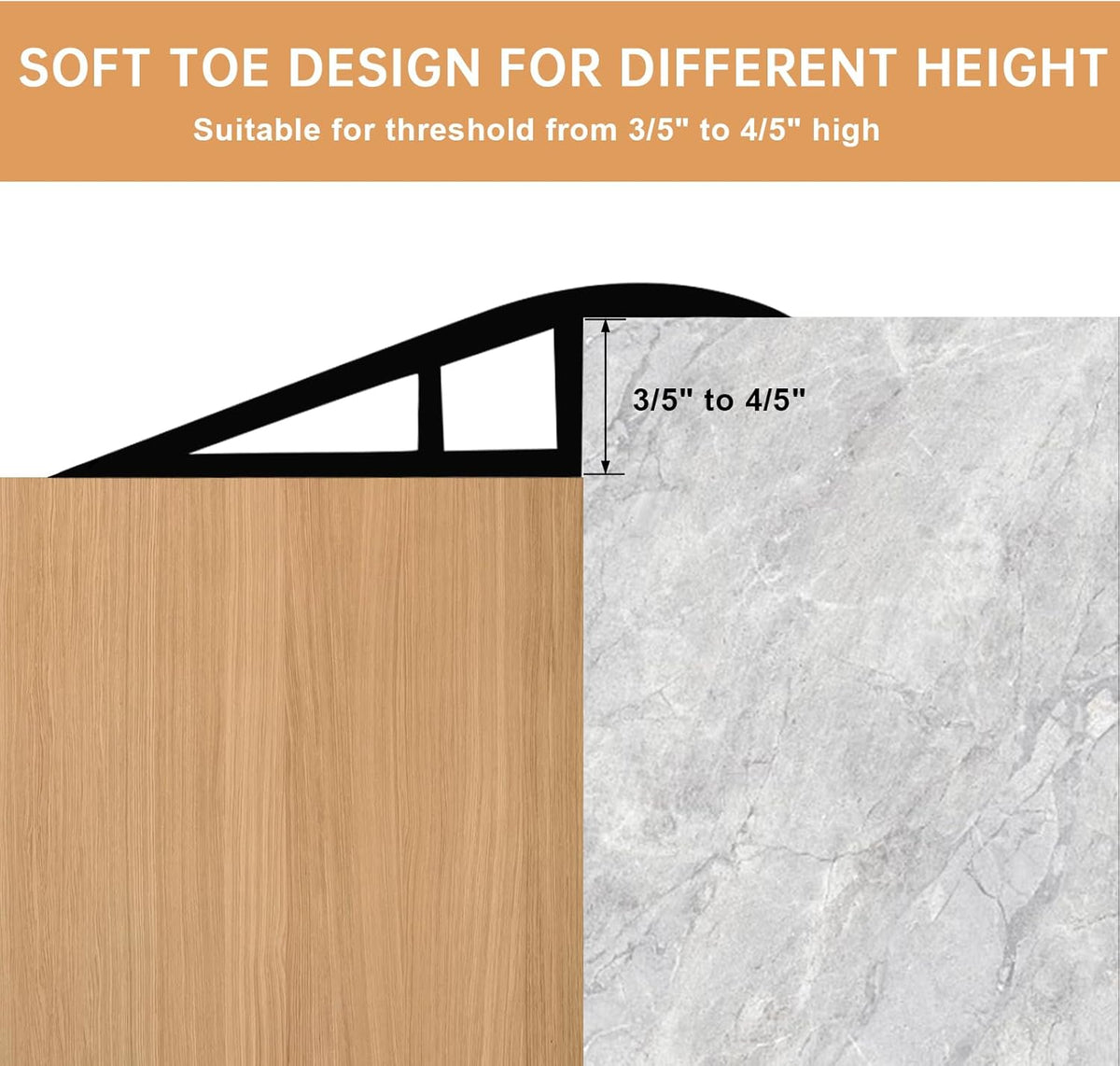 Vinyl Door Threshold Flooring Transition Strip Self Adhesive Carpet Edging Strip for Laminate Doorway Edge Threshold from 3/5" to 4/5" (Yellow Wood Grain, 3.3 Ft)