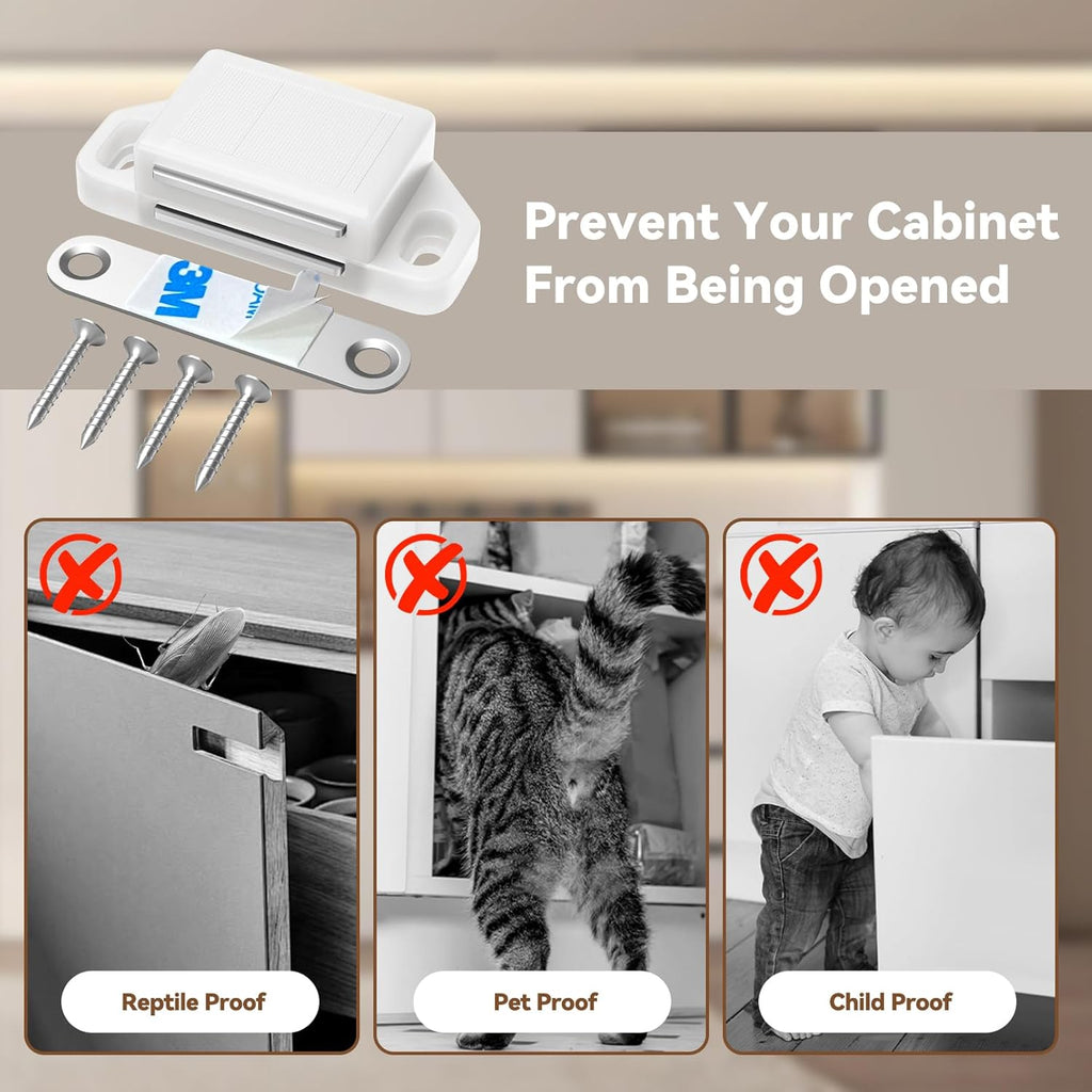 Cabinet Magnetic Catch Door Latch 30LB for Kitchen Drawer Magnets to Stay Closed Magnetic Catch Closet for Drawer（White 12 Pack）
