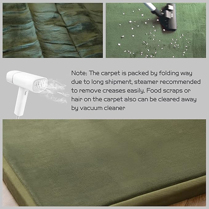 MAXYOYO Baby Play Mat, 1.2" Thick Memory Foam Soft Padded Carpet with Non-Slip Backing, 5x7 ft Japanese Tatami Rug Living Room for Kids, Toddler, Children, Nusery(Olive Green)