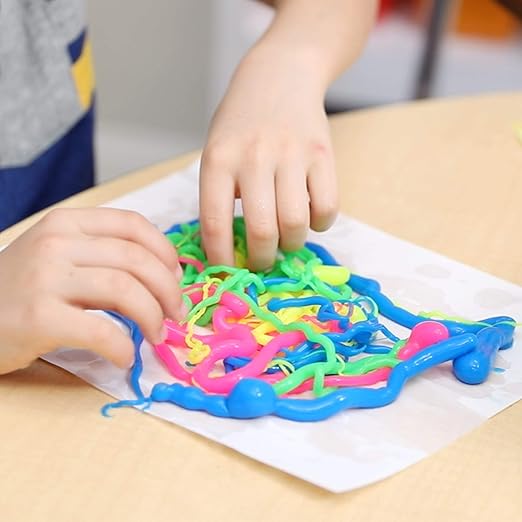 Steve Spangler Science String Slime Deluxe Kit, Includes Pink, Blue, Yellow & Clear (3.4 oz. Each) – DIY Slime Science Experiment Kit for Kids, Learn/Teach Science of Polymers, Exciting STEM Activity
