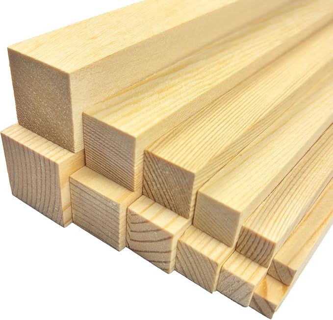 Square Wooden Dowels for Crafts 3/8" x 15", 25 PCS Square Wooden Sticks for Crafts, Wood Dowel Rods, Unfinished Pine Hard Wood Sticks for Crafting, Woodworking, Models Making, Dollhouses Miniatures