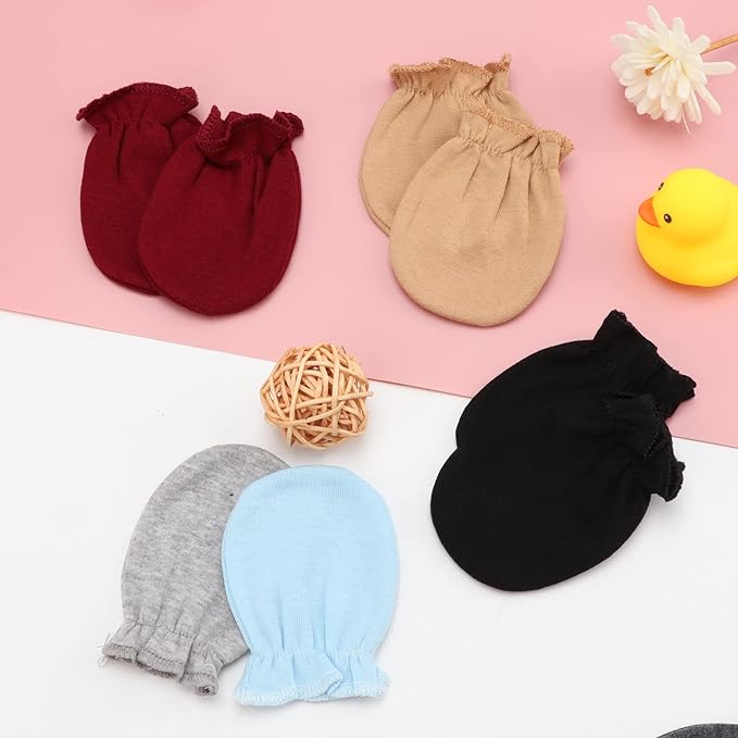 BQUBO Newborn Infant Toddler Mittens No Scratch Cotton Elastic Wrist Gloves Hypoallergenic for 0-6 Months Baby Boys Girls