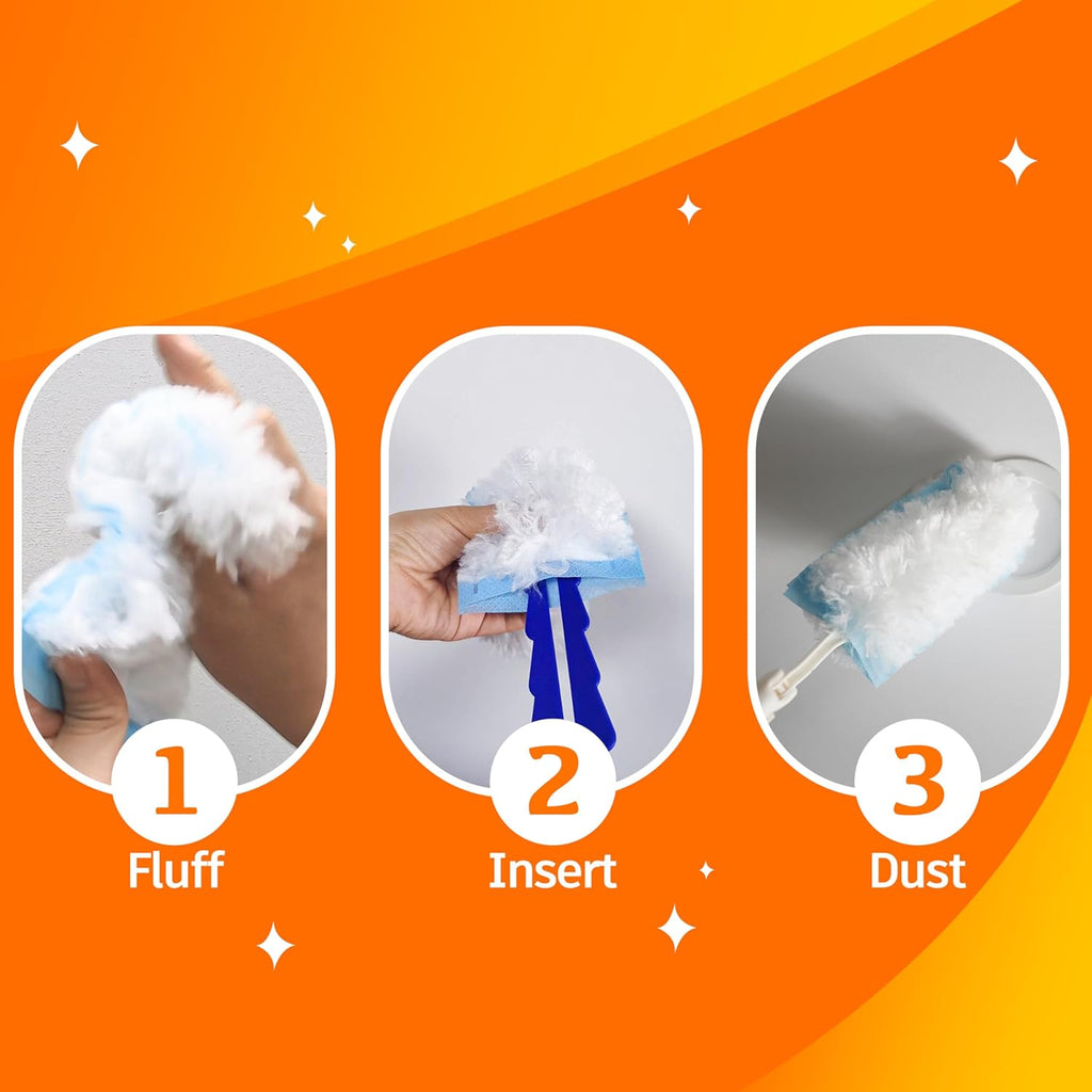 20 Duster Refills & 2 Handle for Cleaning Home & Car, Heavy Duty Multi Surface Duster Refills for Office, Blinds
