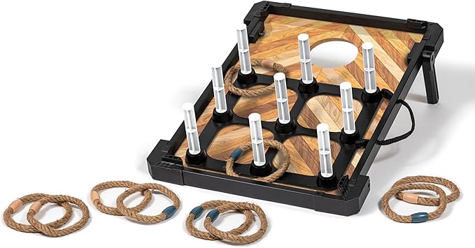 EastPoint 3-in-1 Bean Bag Toss, Tic Tac Toss, Ring Toss Game Set