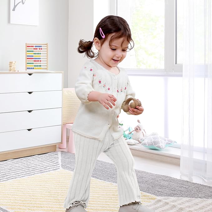 Neutocd Baby Girl Flare Pants Toddler Bell Bottoms Leggings Infant Stretchy Soft Trousers Solid Elastic Waist Pants