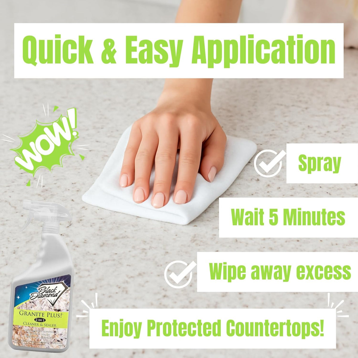 Granite Plus (Cleaner & Sealer) Deep Cleans & Seals All Natural Stone Countertops + Ultimate Grout Cleaner with Brush – Safe for Natural Stone - Acid Free - Lifts Dirt & Stains (2pack)