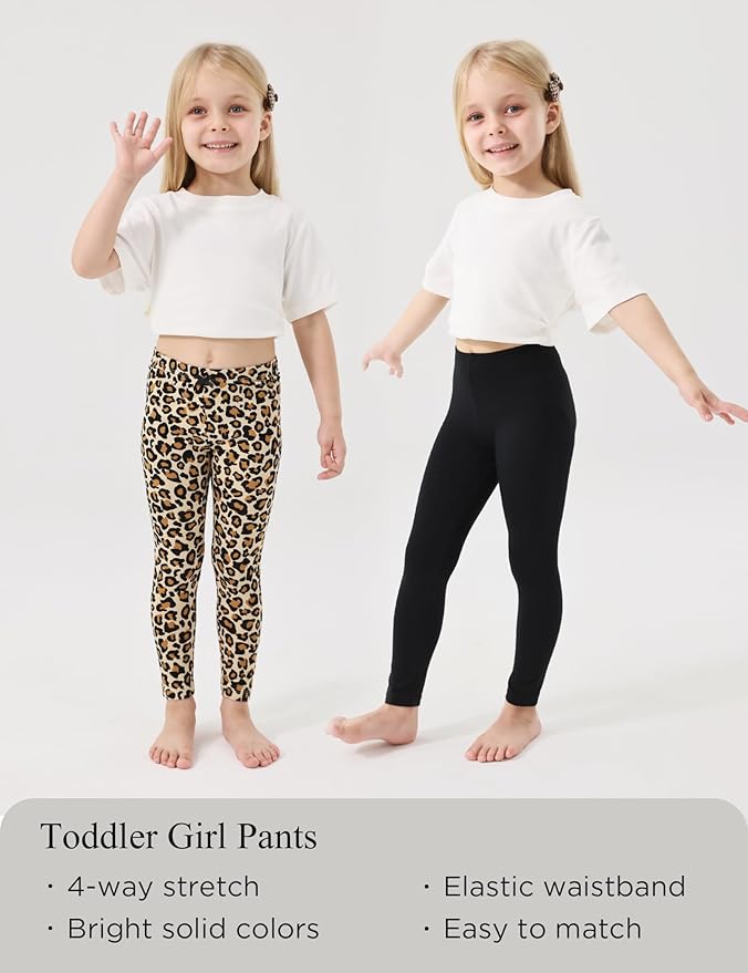 Toddler Girls Leggings 2-Pack Bamboo Viscose Little Girls Casual Stretch Pants