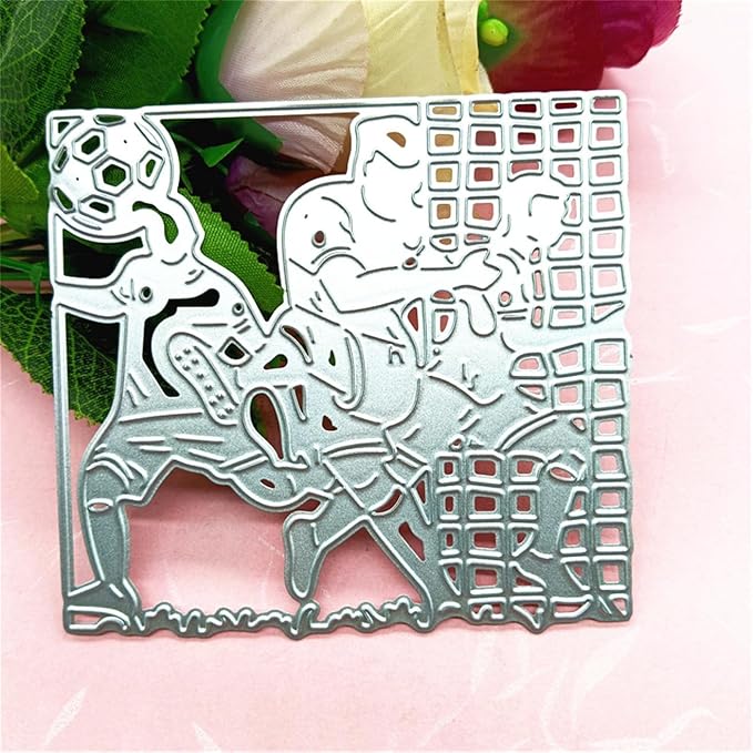 Cutting Dies Metal Stencils Scrapbooking Tools Flowers Lace Frame DIY Embossing Template for Paper Card Making Album Arts Crafts Supplies (Football Team-9.8x9.2cm)