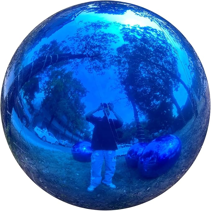 Big Shiny Balls Giant Inflatable Mirror Balls for Events & Decor - Party, Advertising, Shows, Stage Decoration - Hanging & Standing-Various Sizes & Colors - Blue (0.9m/2.95ft)