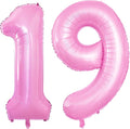 GOER Number 19 Balloons for 19th Birthday Sweet 19 Party Decorations,42 Inch Jumbo Foil Helium 91 Balloons for 91st Birthday Party Decoration (Light Pink)