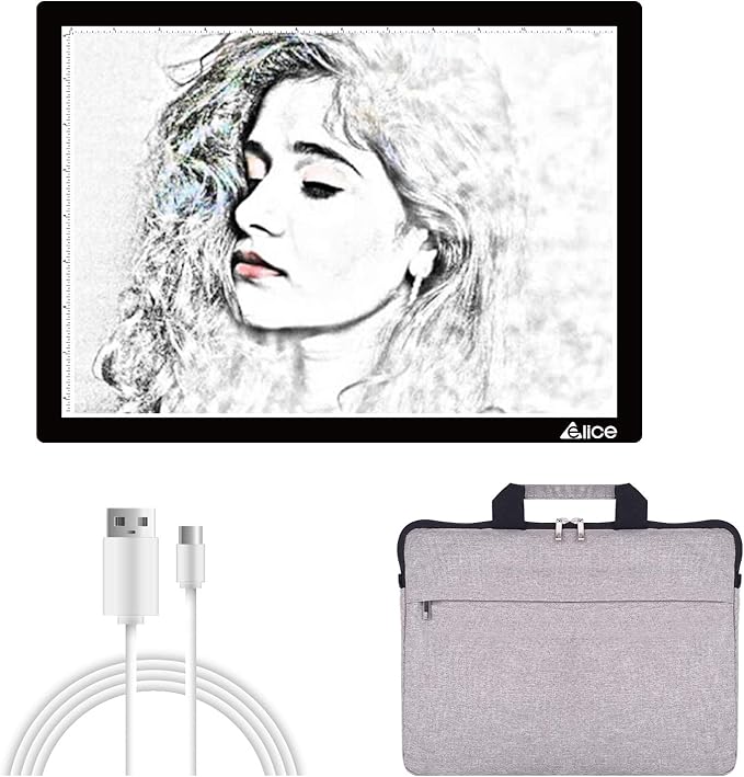 LED Light Pad, ELICE A4 Wireless Battery Powered Light Pad Artcraft Tracing Pad Light Box Dimmable Brightness Rechargeable Light Board with Bag for Artists Drawing Sketching Animation X-ray Viewing