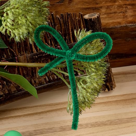 110 Pieces Green Pipe Cleaners, Pipe Cleaners Craft, Craft Pipe Cleaners Chenille Stem Bulk, Art Pipe Cleaners for Creative Decoration Christmas Valentine's Mother's Day