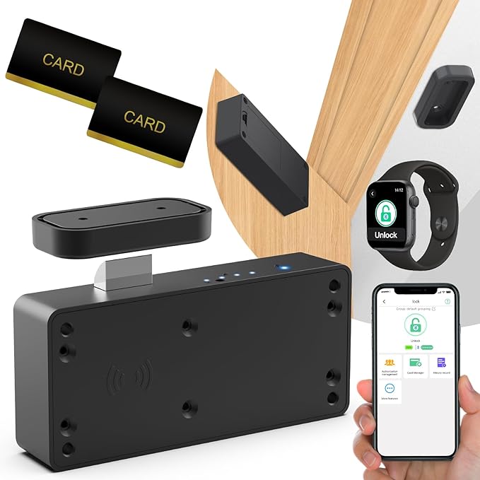 Eseesmart Smart Cabinet Lock, Hidden RFID Keyless Electronic Bluetooth Drawer Locks, Baby Proofing Child Safety Cabinet Locks for Liquor Cabinet Locker Drawer Cupboard Desk Dresser Adults