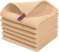 Homaxy 100% Cotton Waffle Weave Kitchen Dish Cloths, Ultra Soft Absorbent Quick Drying Dish Towels, 12 x 12 Inches, 6-Pack, Apricot