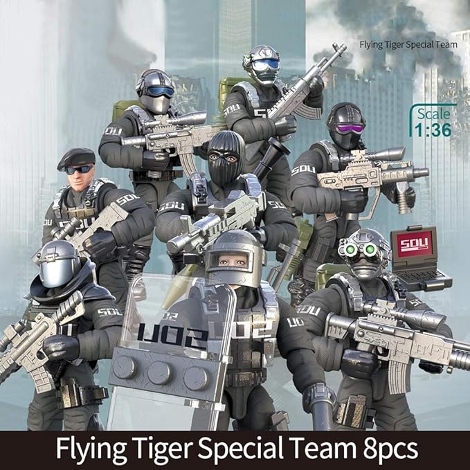 YEIBOBO ! Special Forces Mini Action Figure with Military Weapons and Accessories (Flying Tigers Team XJ-822)