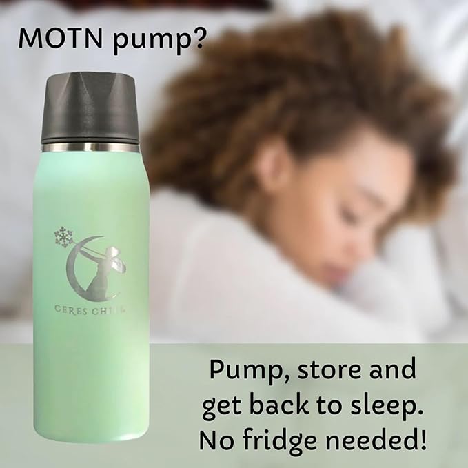 CERES CHILL OG Breastmilk Chiller, Reusable Storage Container, Up to 34 oz. - Bottle Cooler Keeps Milk at Safe Temperatures for Up to 20 Hours, Connects w/Most Pumps (Zen Green)