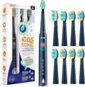 SEAGO Kids Electric Toothbrush, Rechargeable Sonic Soft Bristle Toothbrushes with 8 Brush Heads, DIY Stickers and 5 Modes, Ideal for Kids and Children, Ages 3–12，SG2303(Navy)