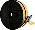 High Density Foam Weather Stripping Door Seal Strip Insulation Tape Roll for Insulating Door Frame, Window, Air Conditioner | Self Adhesive Sealing Weatherstrip (Black, 1 in x 1/4 in x 30 Ft)
