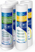 2 Standard Coconut Shell Block Carbon & 2 Four Layers of Filtration Polypropylene Sediment 5 Micron 2.5"x 10" Water Filter Cartridges Universal replacement for Reverse Osmosis & Standard 10” Housing