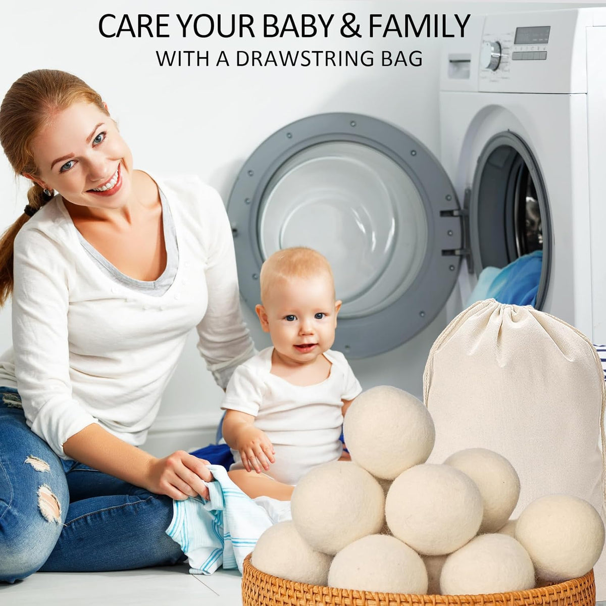 12 Pack Wool Dryer Balls XL Reusable Laundry Balls for Dryer Natural Fabric Softener Ball with 1 Storage Bags Reduce Wrinkles and Decrease Drying Time